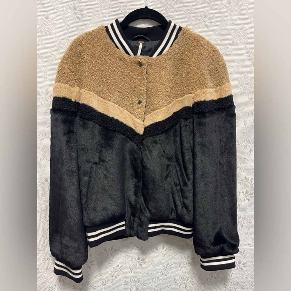 Free People Faux Fur Bomber Jacket M